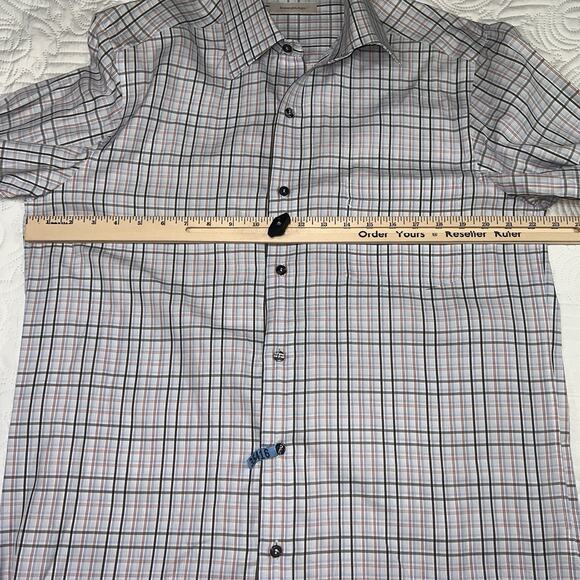 Ermenegildo Zegna Shirt Men’s Size L Plaid Button Long Sleeve 100% Cotton Italy - Picture 8 of 15